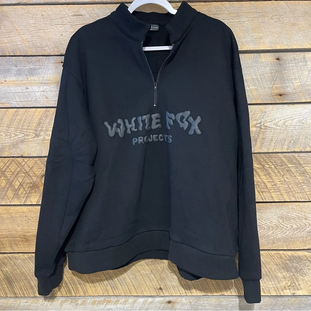 White Fox Boutique Project 5 1/4 Zip Black Sweatshirt Size L/XL Pullover Casual - Picture 1 of 11